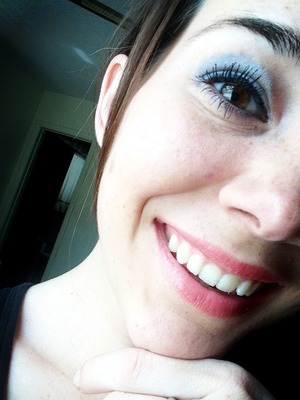 #eyes #blue #pretty #eyeshadow #lipstick #mascara 