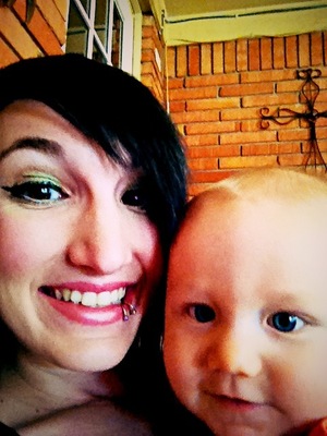me and my bright blue eyed baby boy