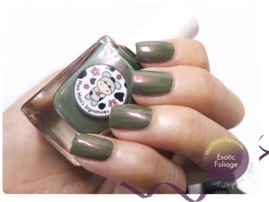 Swatch of Exotic Foliage by indie nail polish artisan Moo Moo's Signatures. More swatches and review up on the revamped http://alacqueredaffair.com/moo-moos-signatures-moo-moos-story-part-iii/