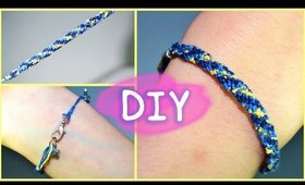 DIY: Striped Friendship Bracelet - Easy & quick - Using Thread -Blue+POP Of Yellow