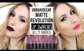 Urban Decay MATTE Revolution Lipstick LIP SWATCHES - ALL 9 SHADES ♡ JamiePaigeBeauty