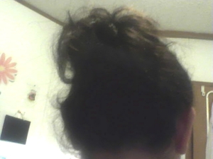 Messy bun in a minute with NO pins! I wear my hair to work like this. ^_^