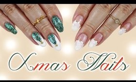 Two Easy Christmas Designs | Snowy French & Christmas Tree Nails♡