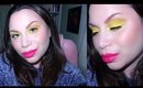 Spring Beauty Week Day 5 | Lemon and Chartreuse Eyes With Neon Pink Lips Make Up Tutorial