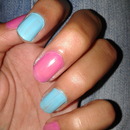 pink n blue nails..!! 