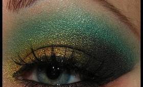 Dramatic Gold&Teal Eyeshadow w/ Glamour Doll Eyes