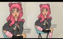 Pink Space Buns Girl Digital Speed Painting Chit Chat