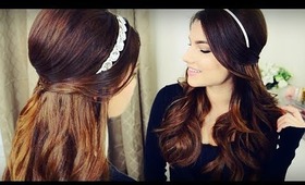 DIY Holiday Headband + Voluminous Curls with Bouffant Half Up Hairstyle