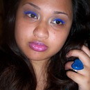 Electric Blue liner and purple lipstick