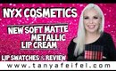 NYX Cosmetics New Soft Matte Metallic Lip Cream | Lip Swatches & Review Misses | Tanya Feifel-Rhodes