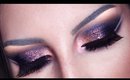 Dark double winged eyeliner smokey eye makeup look / gothic arabic glitter make-up tutorial
