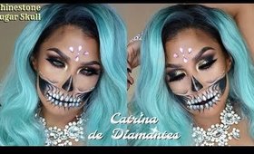 💀 Catrina de Diamantes  y Oro / 🎃 Rhinestone Sugar Skull | auroramakeup