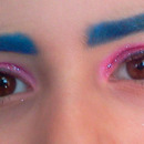 Glitter eyes and blue ombre eyebrows