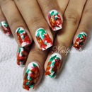 Red Flowers Nails