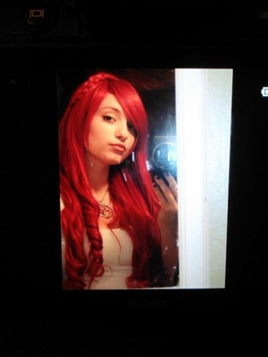 Me with a red wig...was wanting to die my hair this color. Just wanted to get everyones opinion.  :)