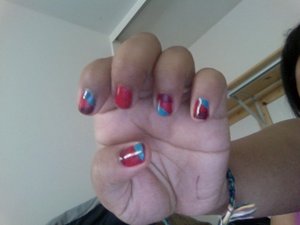 color blocking done with nail polish and scotch tape!