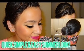 CUTE EASY AND SIMPLE SUMMER LOOK! MAKEUP, HAIR, AND OUTFIT!!!!!