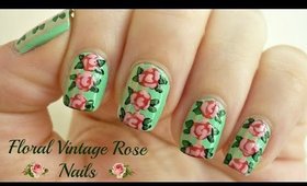 Cute Floral Vintage Rose Nail Art!