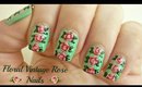 Cute Floral Vintage Rose Nail Art!