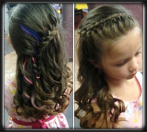 little girls baid with curls 