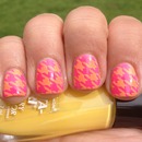 Pink and Yellow Summer Houndstooth Nails