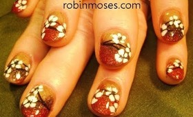 gradiated pigments with white flowers (for linda): robin moses nail art tutorial