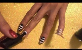 Super Easy Black and White Striped Nails Tutorial