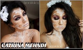 CATRINA MEHNDI blanca en maquillaje / SUGAR Skull in white HENNA style makeup| auroramakeup