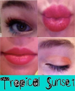 Tropical Sunset eyes and lips makeup