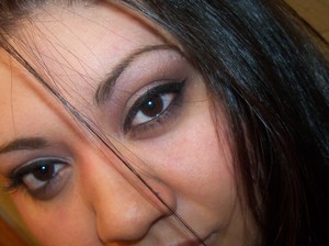 This is just a simple eyeshadow with a little flick of eyeliner at the end of my eye. 