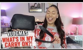 WHAT'S IN MY AIRPLANE CARRY ON BAG?! ✈️ | VLOGMAS DAY 24