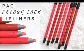 PAC Colour Lock Longlasting Lip Liner Swatches And Review