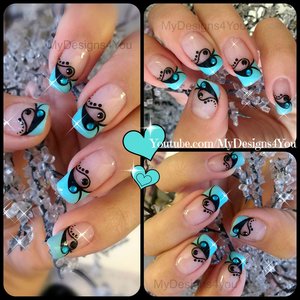 Valentine's Day Nail Art | Blue and Black French