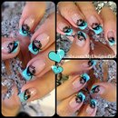 Valentine's Day Nail Art | Blue and Black French 