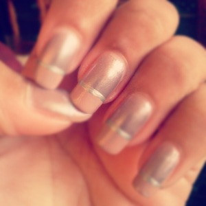 metalic tips with a nude pink undercoat