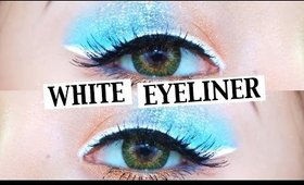White Eyeliner and Glittery Teal Eyeshadow Makeup Tutorial