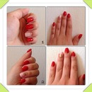 Red nails with just one "withe nail "