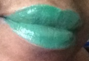Green lip using nyx jumbo pencil in milk and green eyeshadow and lipgloss over