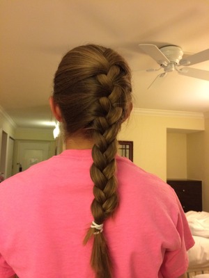 Start a normal braid at the top of your head add pieces of hair in as you go 