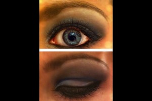 Blue and purple shades. Eyeshadow and brushes by Quo a makeup brand from Toronto that I can't find on here. 
