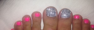 Pink gel nails
Crystal toes 
