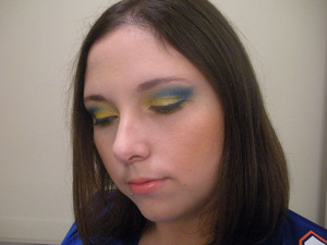 A Florida Gator inspired look for a fan party using Dark Heart Designs eye shadow in Rave, Tequila Sunrise, and Jadis
