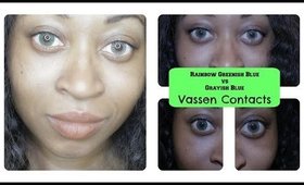 Comparing Greenish Blue vs Grayish Blue Vassen Contacts On Brown Eyes