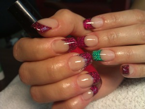 Two colours french nails