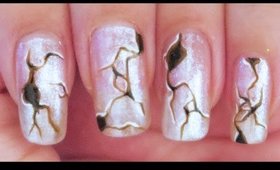 Cracked Doll inspired Halloween nail art