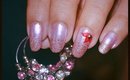 Red Flower and Pink Nails / Nail Art