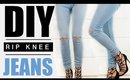 DIY Ripped Knee Jeans - Distressed Denim | Rachelleea