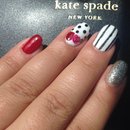 Red black and white nails