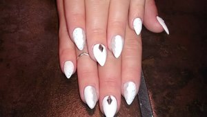 white nails with white glitter