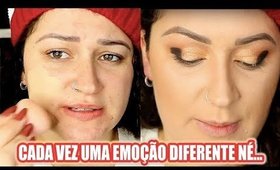 TESTEI PRODUTOS NACIONAIS QUE NUNCA USEI E FIZ UMA MAKE COMPLETA!